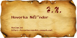 Hovorka Nándor névjegykártya